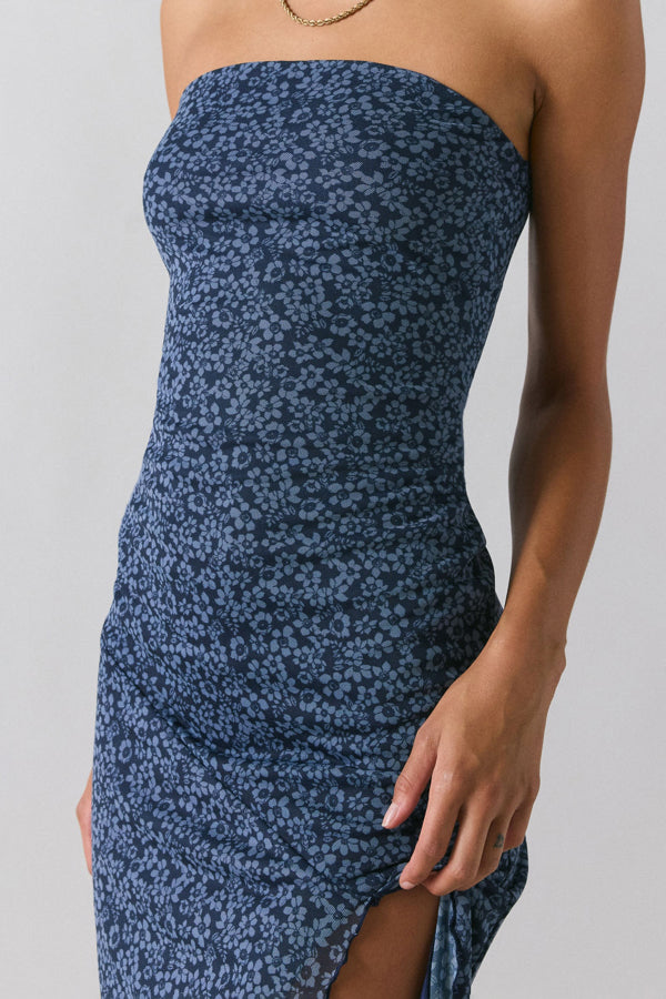 Mesh Tie-dye Slit Strapless Maxi Dress – prettylilygal