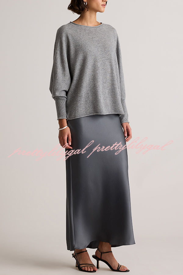 Soft and Warm Cashmere Knit Batwing Sleeve Relaxed Sweater