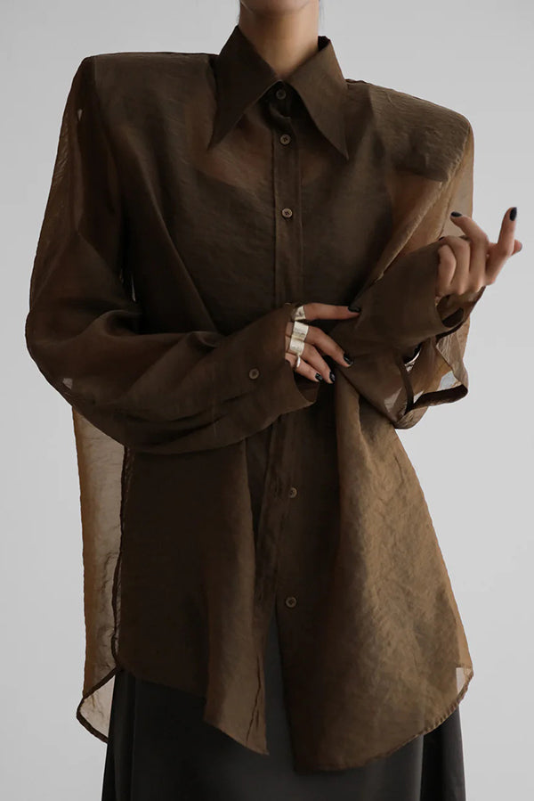 Retro Sheer Loose Long-sleeved Casual Shirt