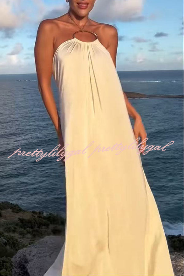 Ocean Goddess Metal Circular Chain Halter Backless Vacation A-line Ma prettylilygal Ocean Goddess Metal Circular Chain Halter Backless Vacation A-line Ma prettylilygal
