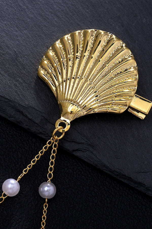 Elegant Pearl Tassel Shell Hairpin