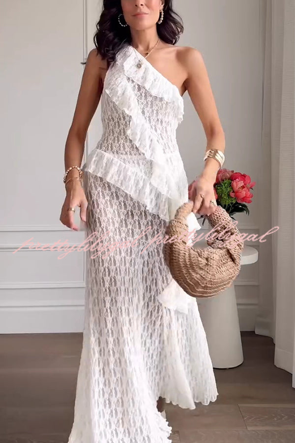Solid Color Lace Stretch Holiday Maxi Skirt