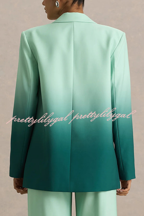 Enya Ombre Print Single Button Long Sleeve Lapel Loose Blazer