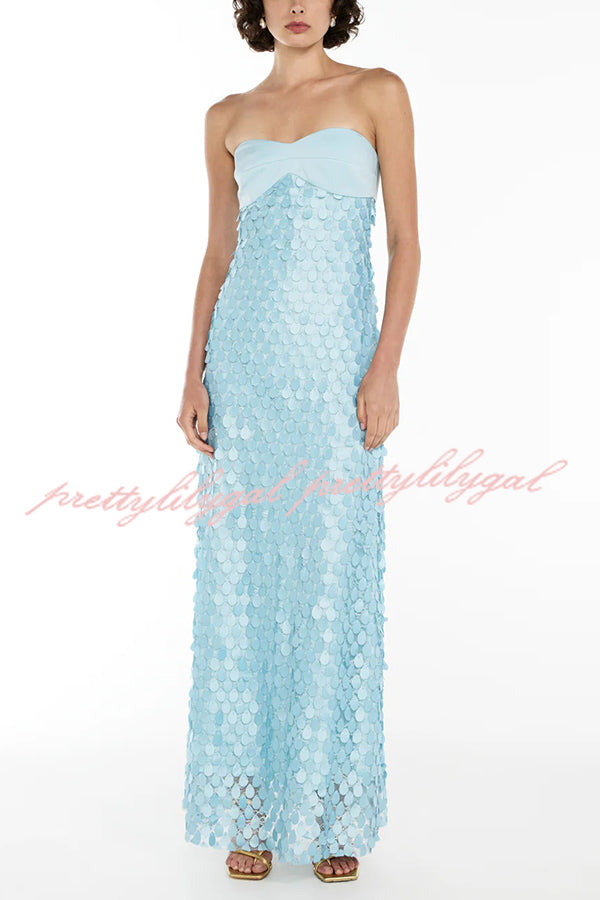 Fashionable Sequined Sexy Off-shoulder Backless Slim Maxi Dress