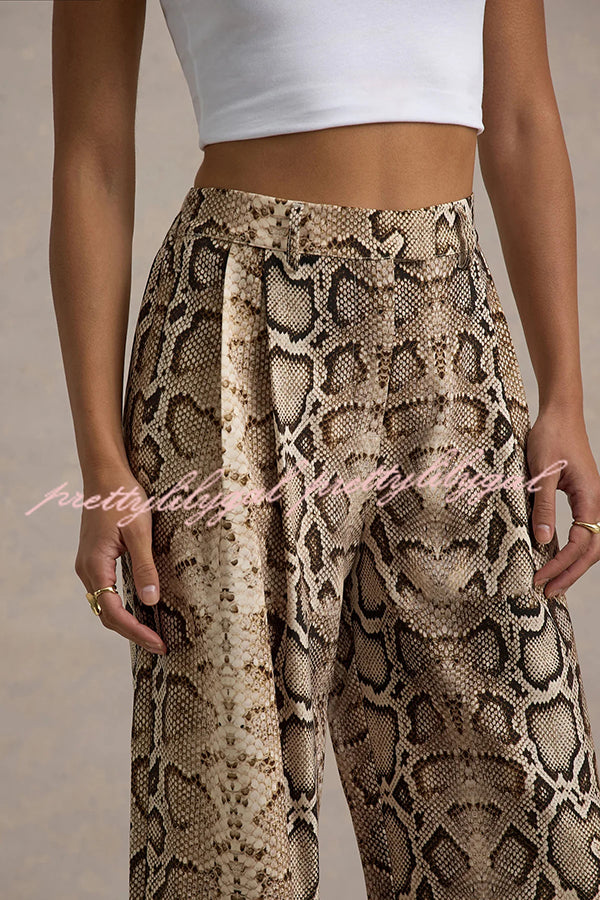 Hurley Ombre Snake Print Elastic Waist Pocketed Wide Leg Pants