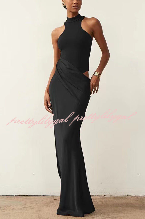 Sexy Sleeveless Slim Waist Hollow Out Maxi Dress