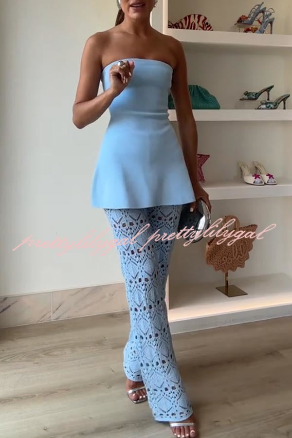 Anette Bandage Knit Strapless Stretch A-line Midi Top