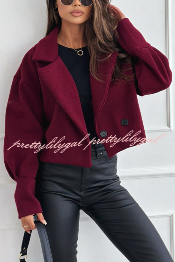 Fashionable Solid Color Lapel Short Blazer