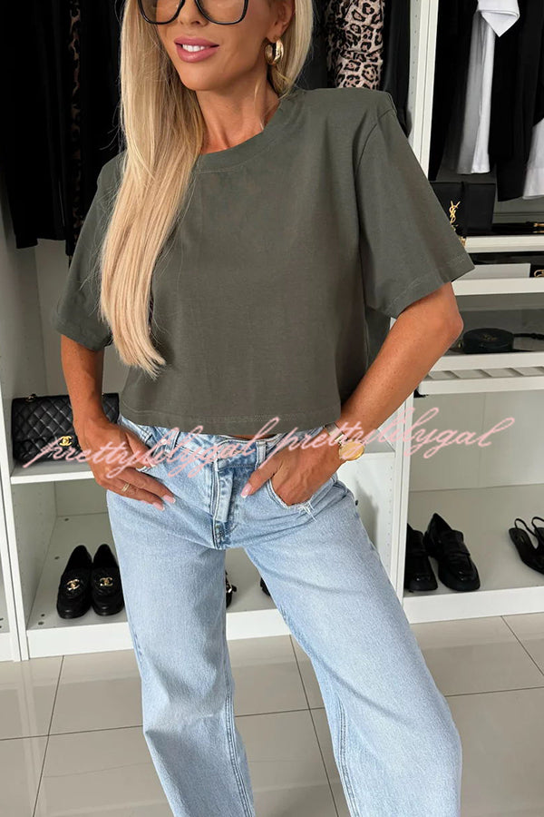 Tayshia Short Sleeve Crop Stretch T-shirt