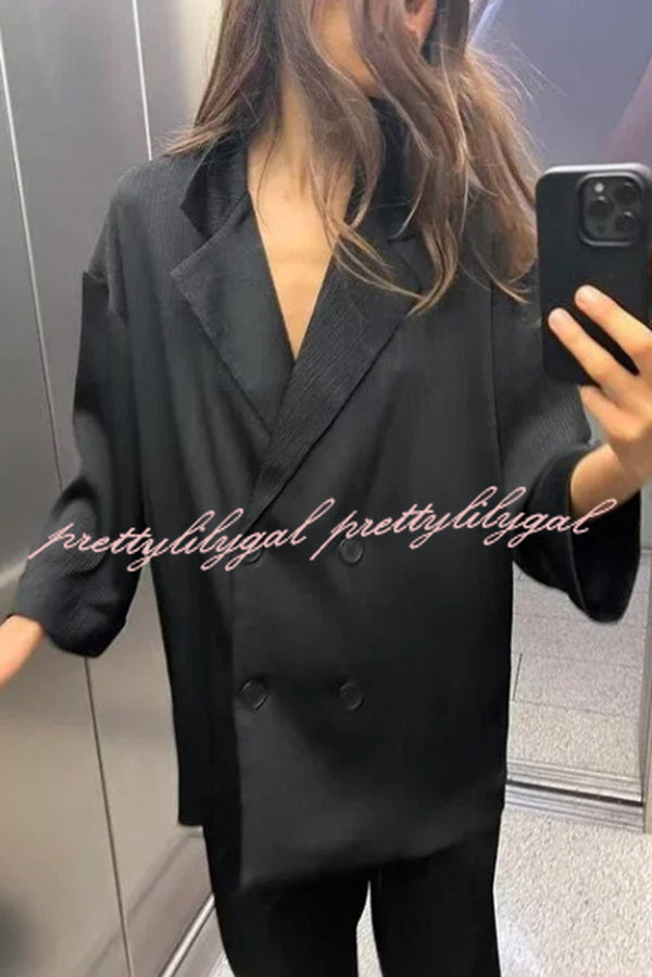 Fashionable Wrinkled Lapel Long-sleeved Loose Blazer