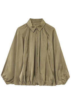 Fashion Lapel Loose Puff Long Sleeve Casual Zipper Jacket