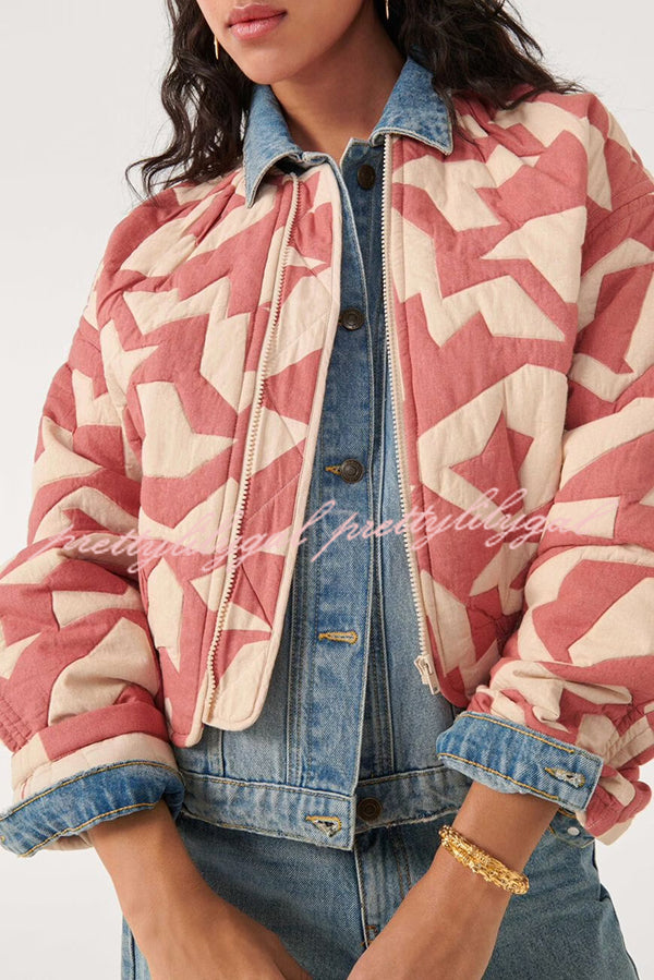 Chrissa Unique Printed Casual Long Sleeve Pocket Cotton Jacket