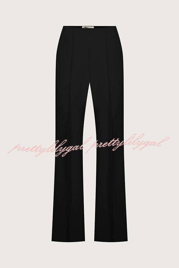 Solid Color Off-the-shoulder Single-breasted Top and Casual Pocket Straight-leg Pants Set