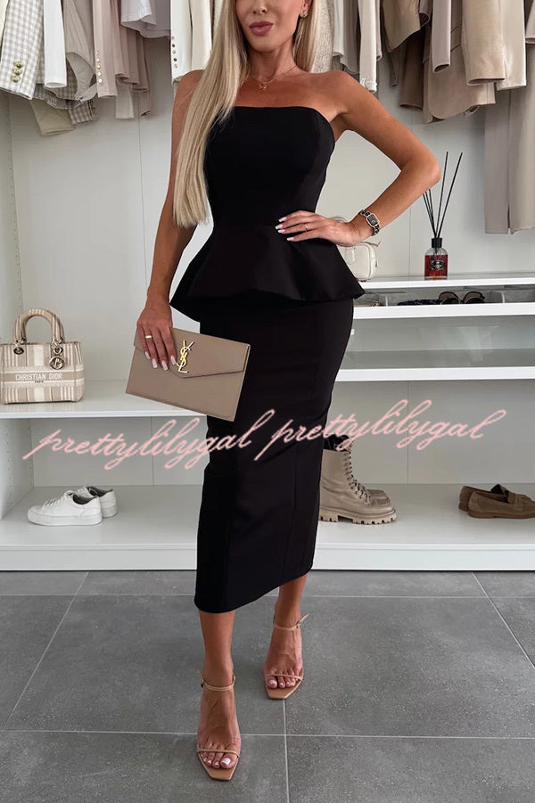 Sexy Tube Backless Lace-up Top and Slim Slit Midi Skirt Set