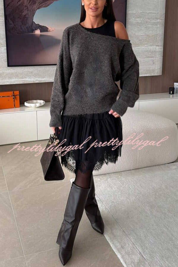 Upper East Chic Knit Wide Neck Long Sleeve Relaxed Sweater