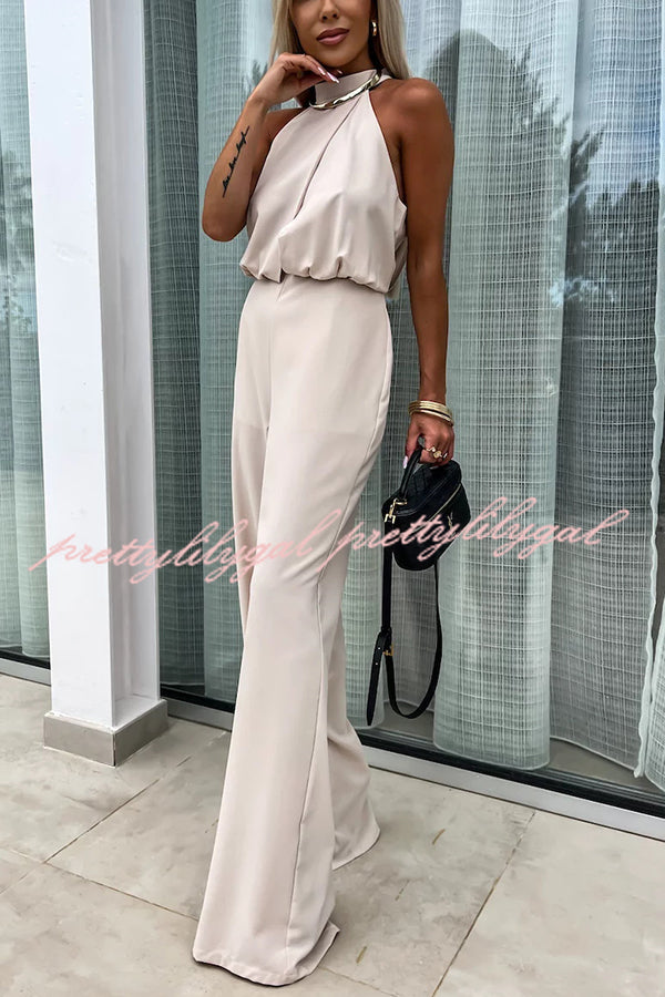 Fashionable Solid Color Sleeveless Hollow Slim Fit Jumpsuit