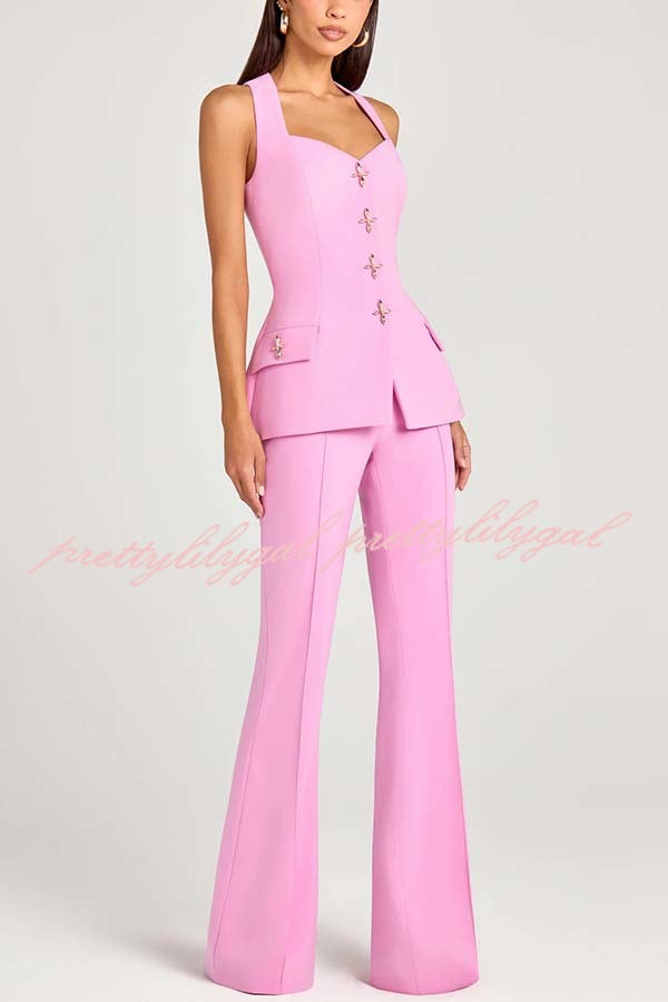 Women Power High Rise Side Zipper Flare Slim Fit Pants