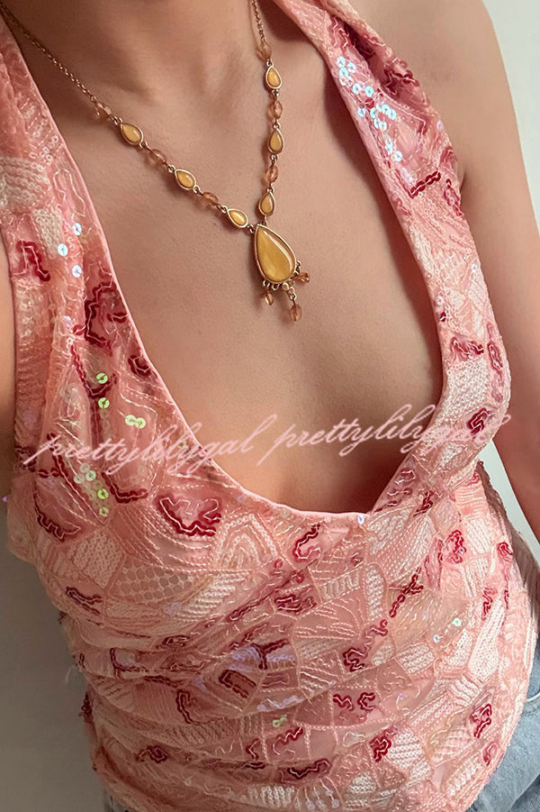 Fashion Sequined Casual V-neck Backless Slim Vest