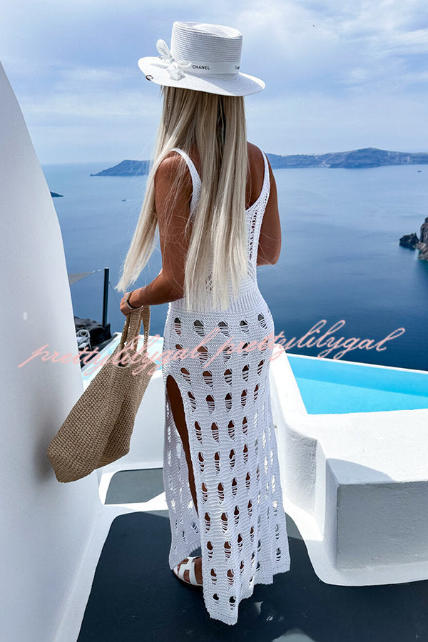 Isle See You Knit Hollow Out Side Slit Beach Cover-up Midi Dress