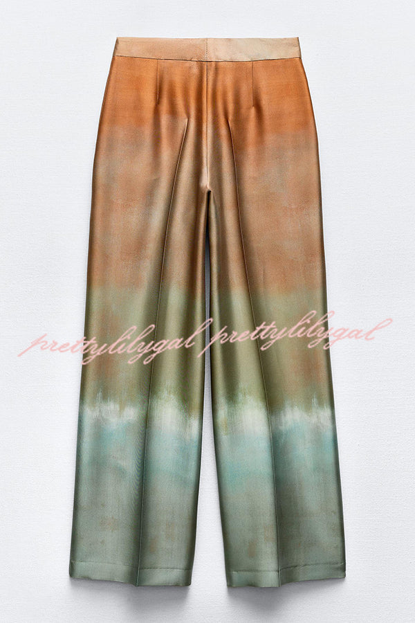 Fashion Gradient Print Casual Pocket Straight Pants