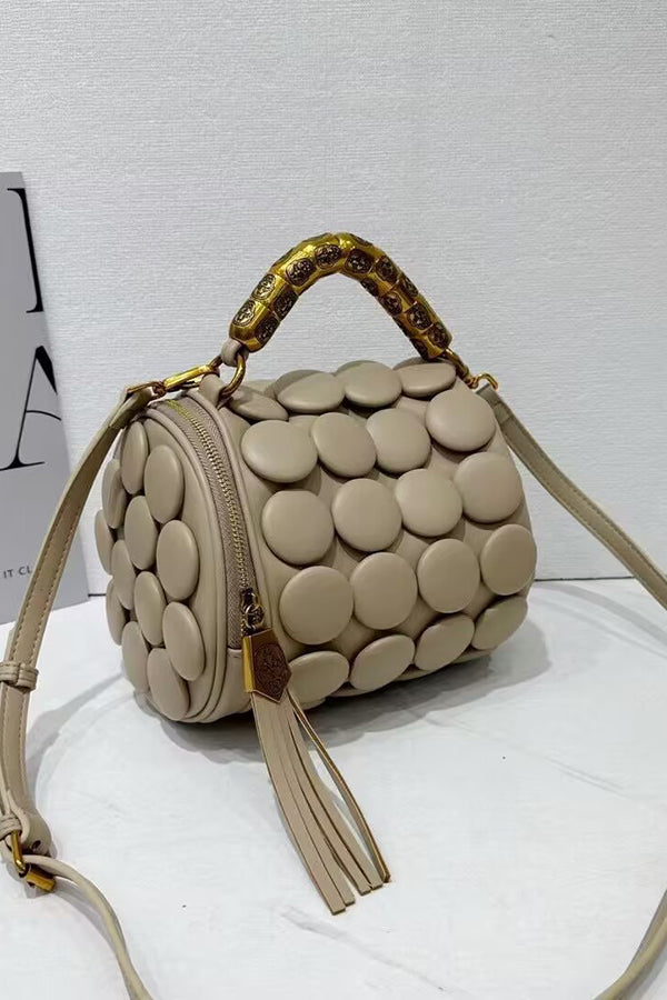 Cylindrical Classic Button Handmade Shoulder Bag