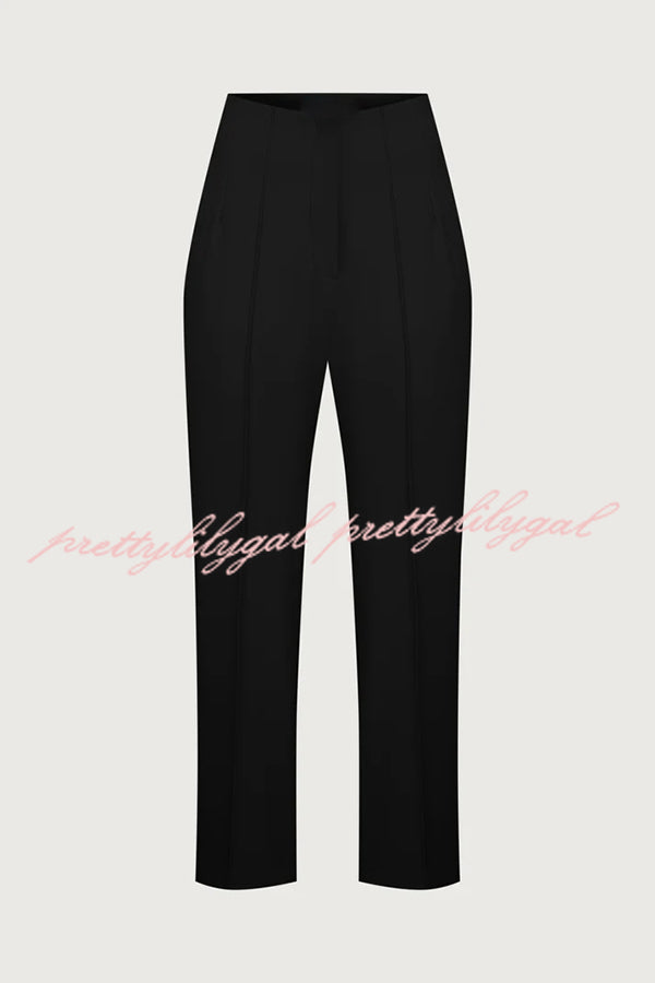 Exquisite and Fashionable High Waist Pocketed Straight Leg Pencil Pants