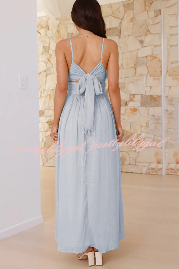 Solid Color Sexy Suspender Backless Lace-up Slim Maxi Dress