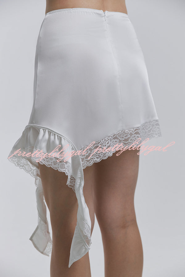 Fashionable Lace Asymmetrical Elegant Mini Skirt