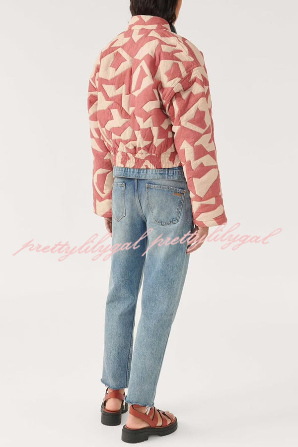 Chrissa Unique Printed Casual Long Sleeve Pocket Cotton Jacket