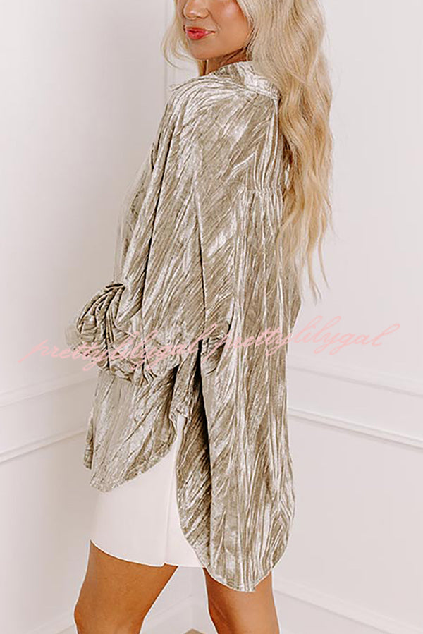 Solid Color Velvet Light-sensitive Drape Loose Shirt