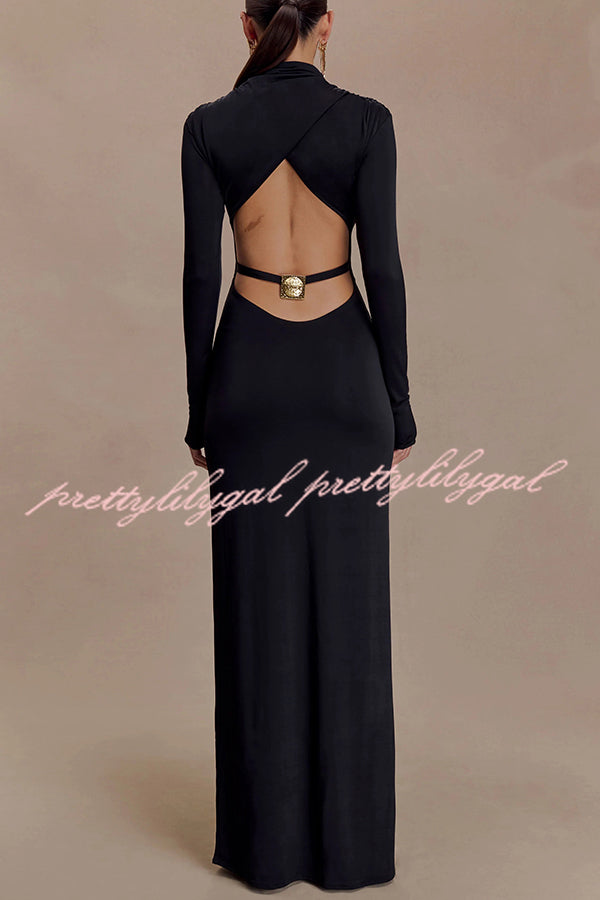 Sexy Backless Long-sleeved Stretch Slim-fit Maxi Dress