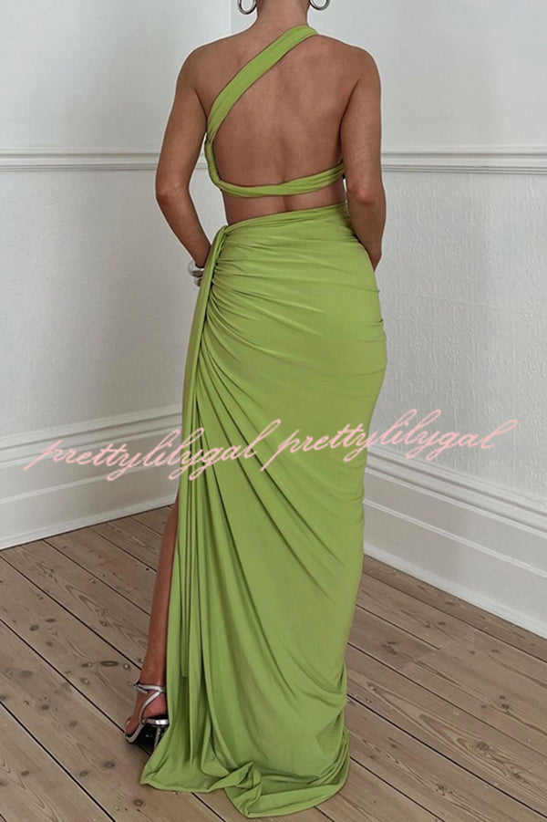 Sexy Backless Bandeau Top and Slim Slit Skirt Set