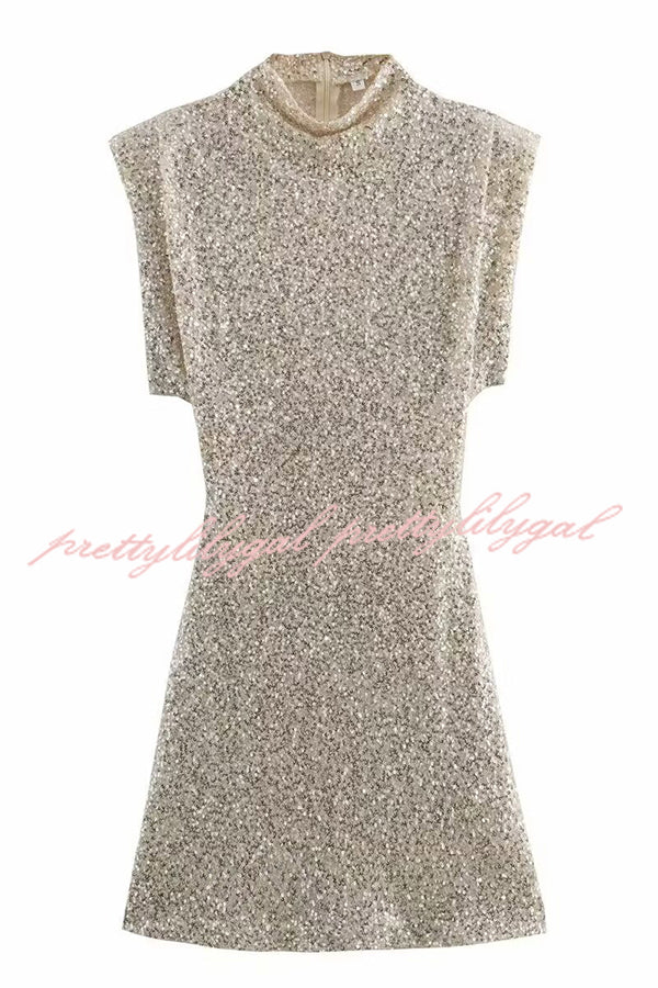 Adorable Sexy Vibes Sequin Wide Sleeve Mini Dress