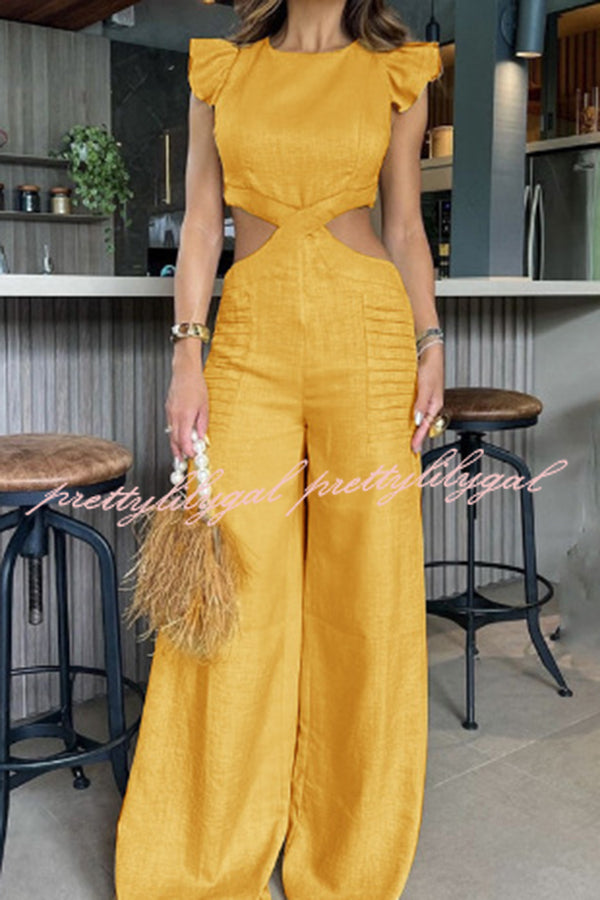 Hidden Zipper Loose High Rise Wide Leg Jumpsuit