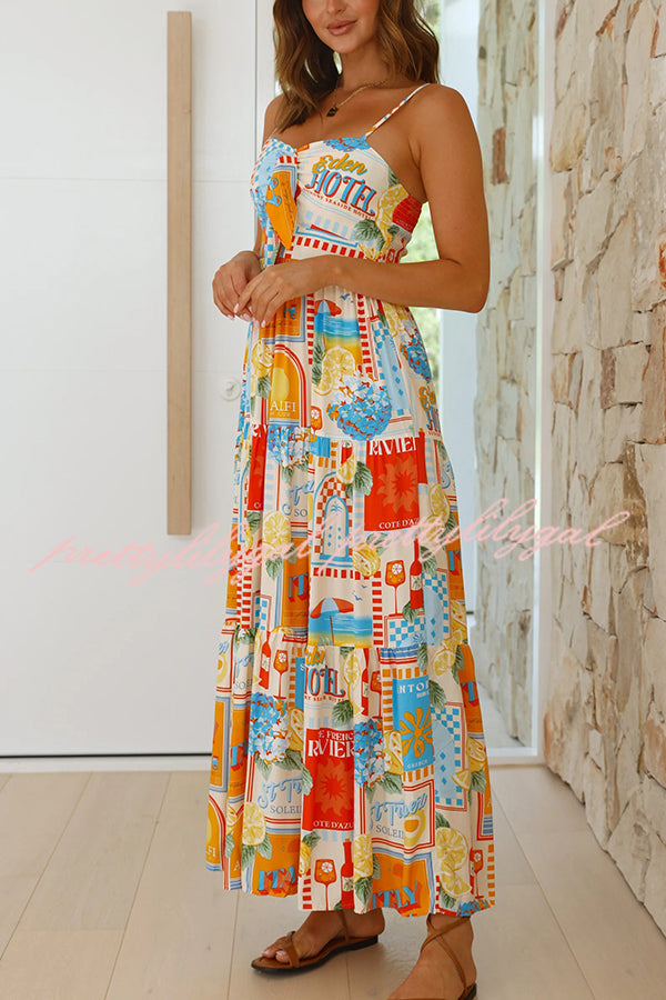 Radiant As Always Unique Print Front Tie-up Slip Maxi Dress