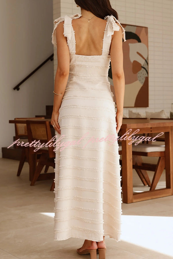 Solid Color V-neck Elegant Sling Lace Up Vacation Maxi Dress