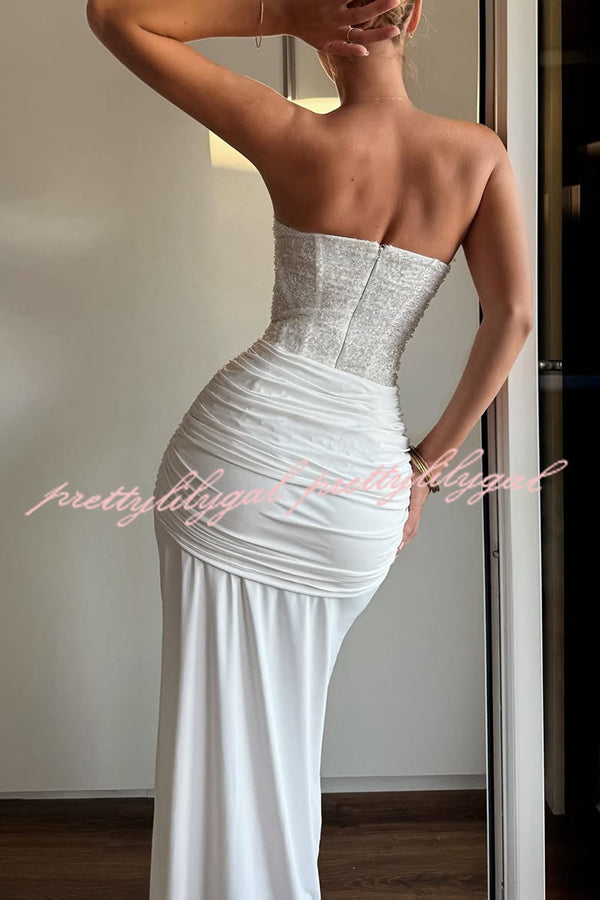 carina off shoulder maxi dress Sexy Off-the-shoulder Tube Top Pleated Lace-up Slim Maxi Dress –  prettylilygal