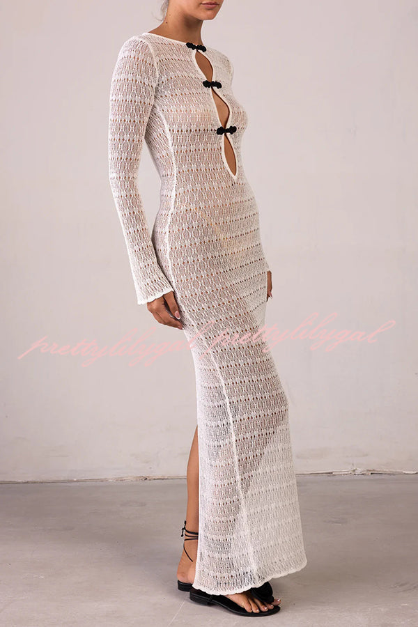 Sexy Backless Long-sleeved Knitted Slim-fit Maxi Dress