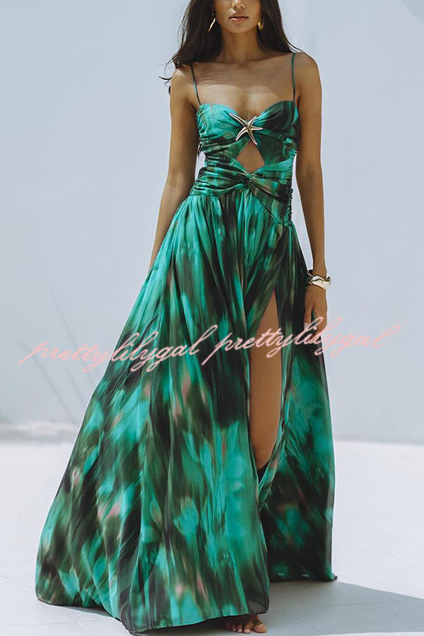 Unique Printed High Slit Beach Maxi Dress