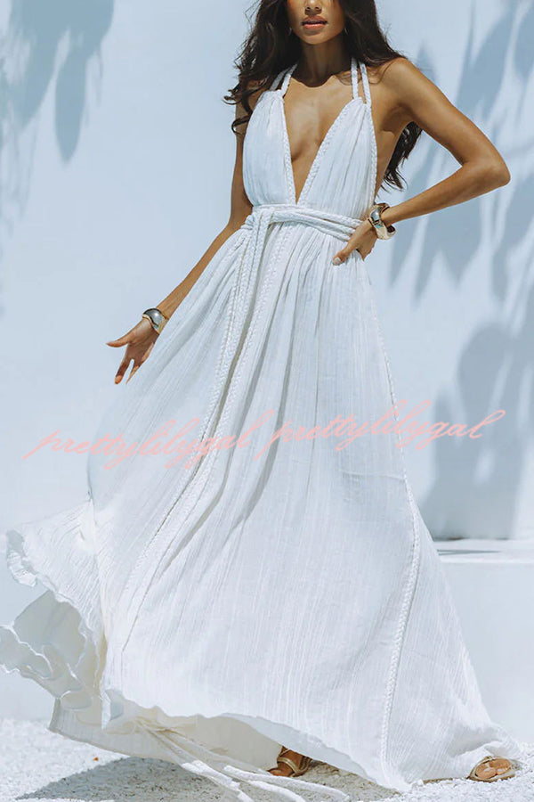 sachin and babi light blue dress Low Back Maxi Beach Dress | Tulum Dress, Backless Dress, Boho Beach Dress main image 1