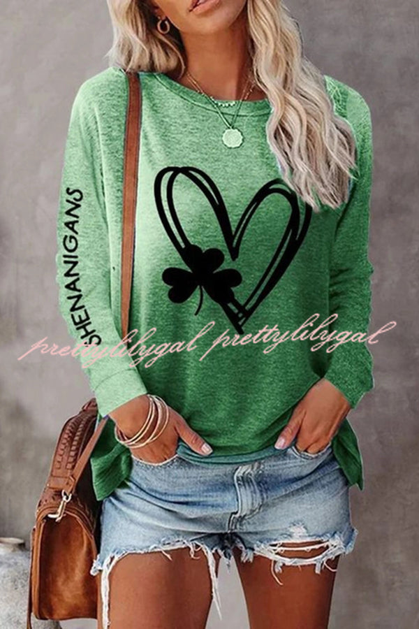 Valentine's Day Printed Round Neck Long Sleeve Top