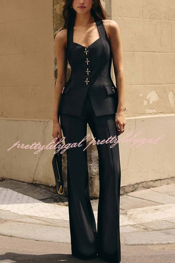 Women Power High Rise Side Zipper Flare Slim Fit Pants