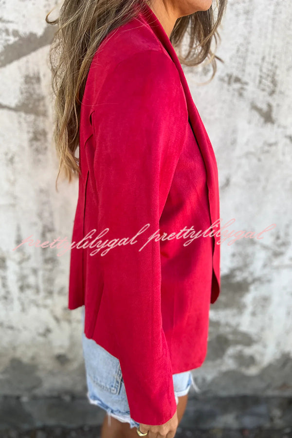 Solid Color Suede Lapel Long Sleeve Loose Coat