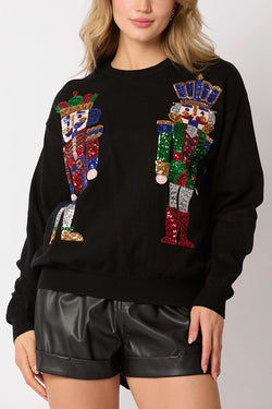 Christmas Soldier Sequined Fashion Casual Sweatshirt