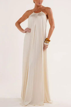 Ocean Goddess Metal Circular Chain Halter Backless Vacation A-line Maxi Dress Ocean Goddess Metal Circular Chain Halter Backless Vacation A-line Maxi Dress