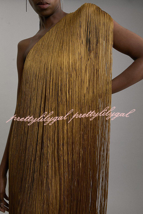 Fashion One-shoulder Slim-fit Elegant Tassel Mini Dress