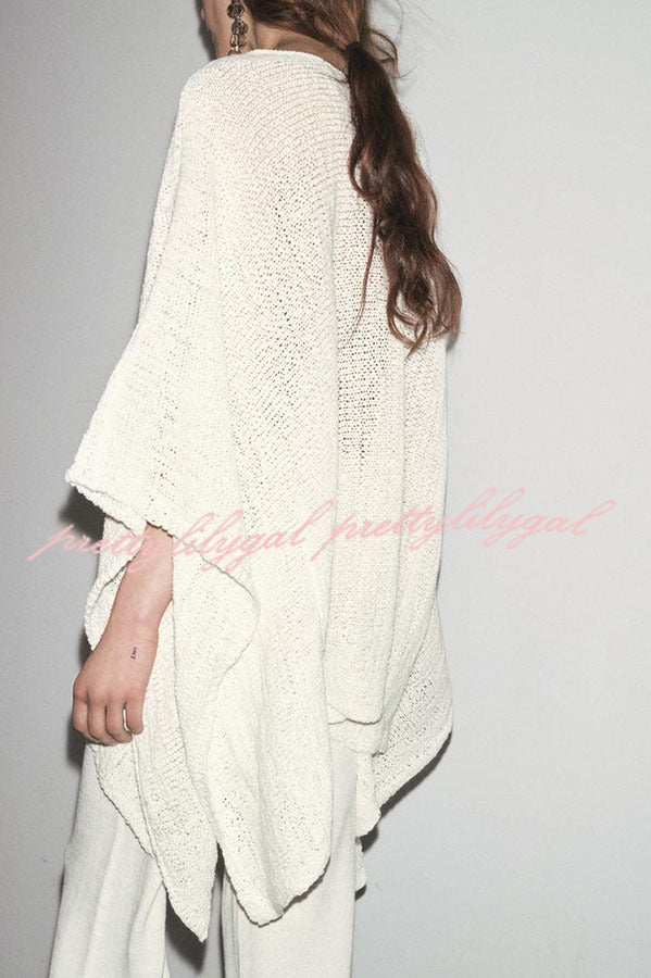 Sunny Somewhere Knit Batwing Sleeve Loose Cover-up Cape