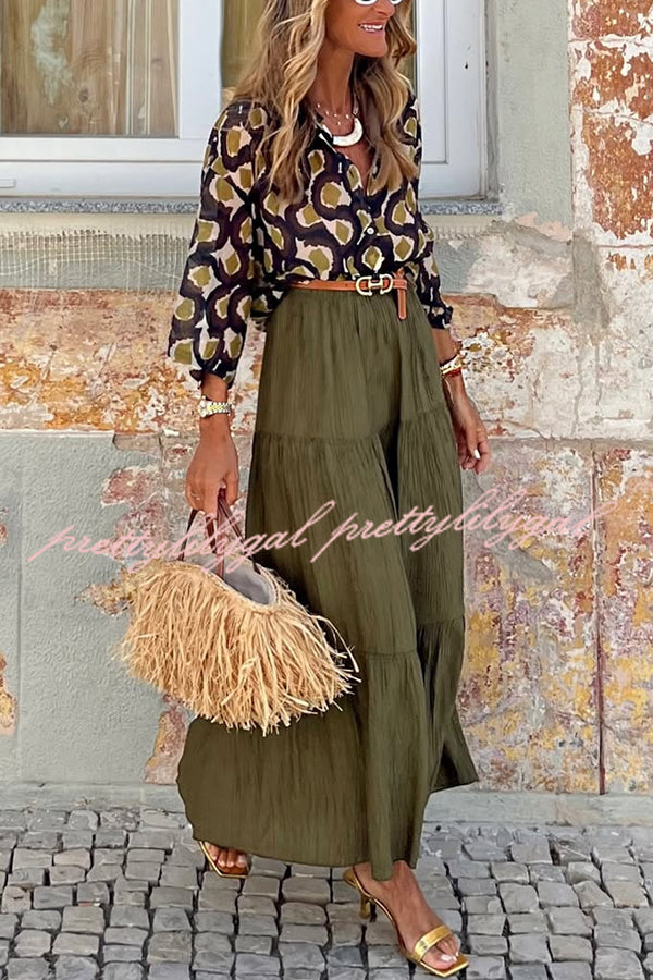 Unique Printed Lapel Button-down Loose Casual Shirt