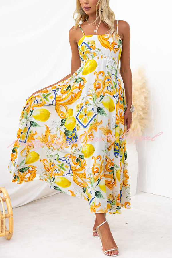 Summer Crush Abstract Print Back Tie-up Maxi Dress