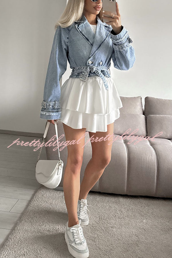 Fashion Lapel Long-sleeved Short Denim Jacket